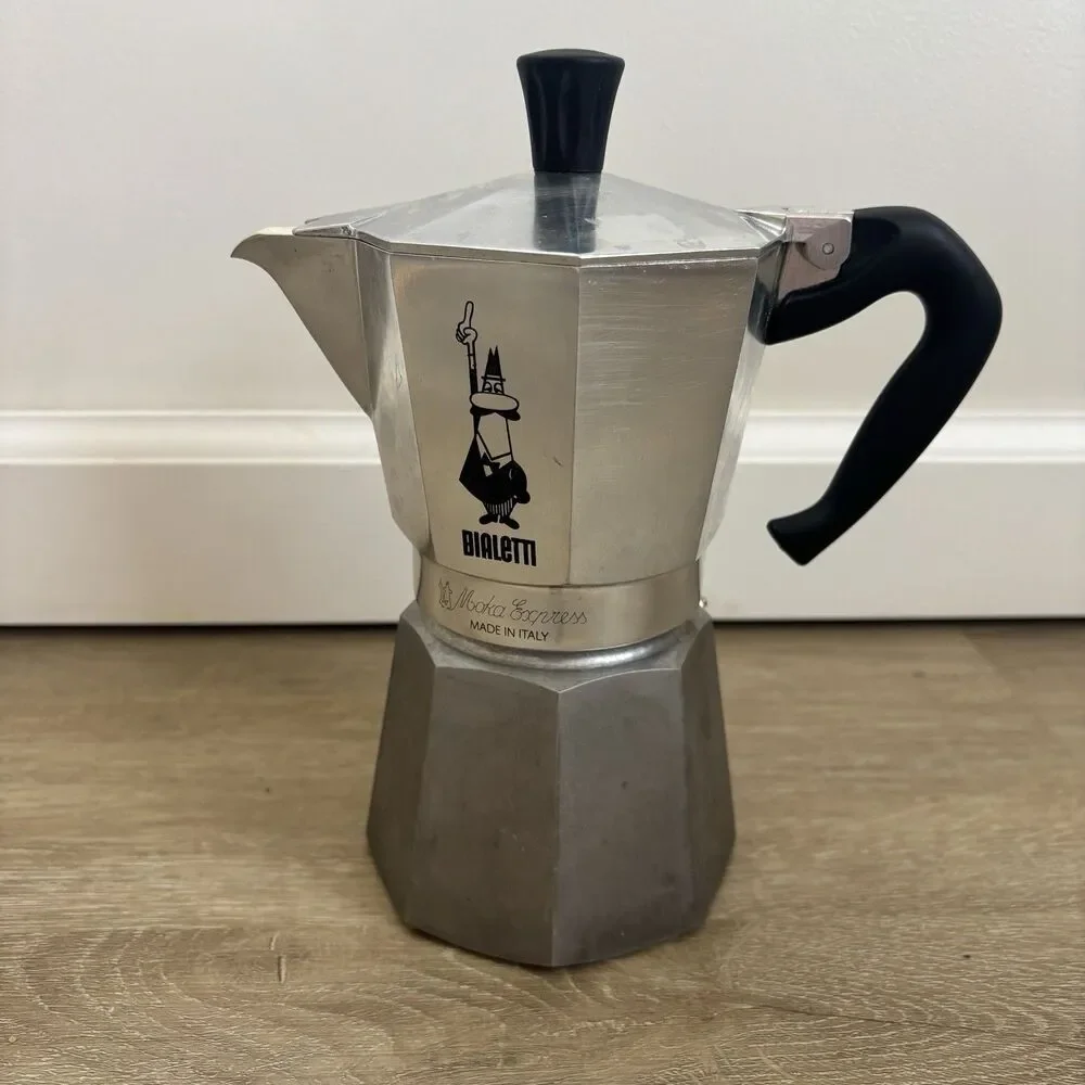 Bialetti Moka Express Espresso Maker Aluminum Stovetop Coffee Pot 3Cup Italy VTG